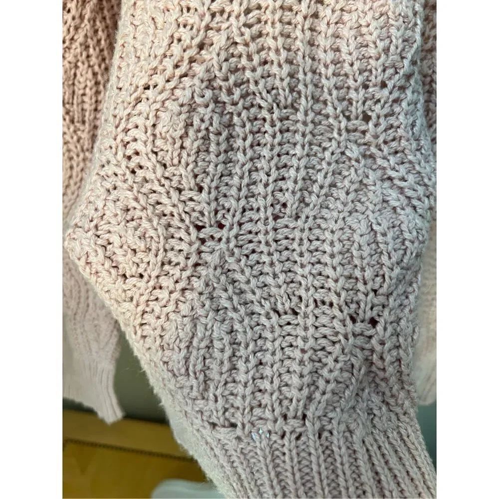Universal Thread Pink Crochet Loose Knit Open Front Cardigan XS - Picture 7 of 8
